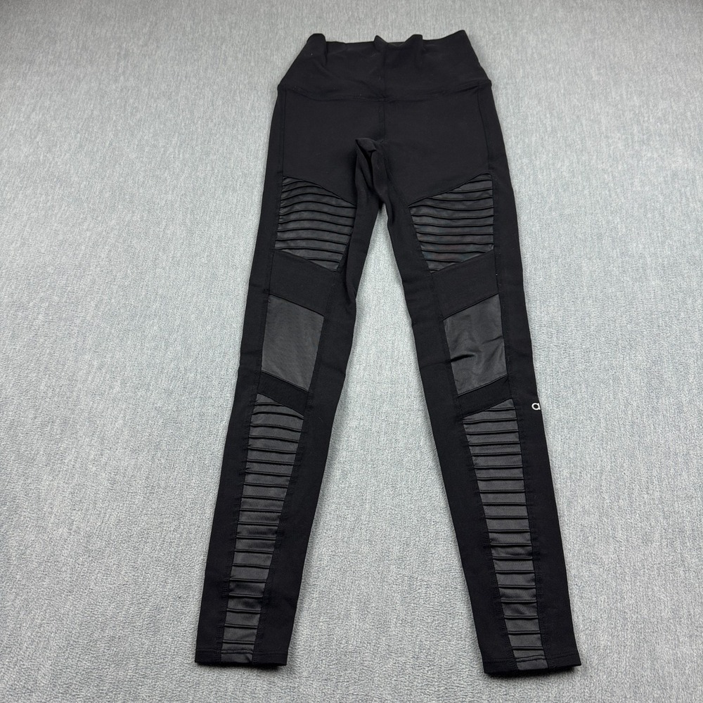 Alo Yoga Leggings Womens XS‎ Black Moto High Waist Athletic Gym Workout Tight